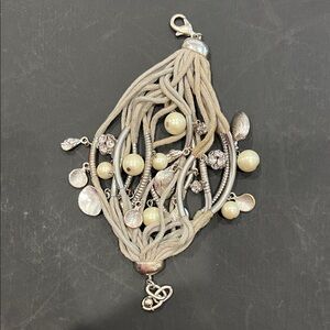 Elegant Silver and Cream Women's Bracelet